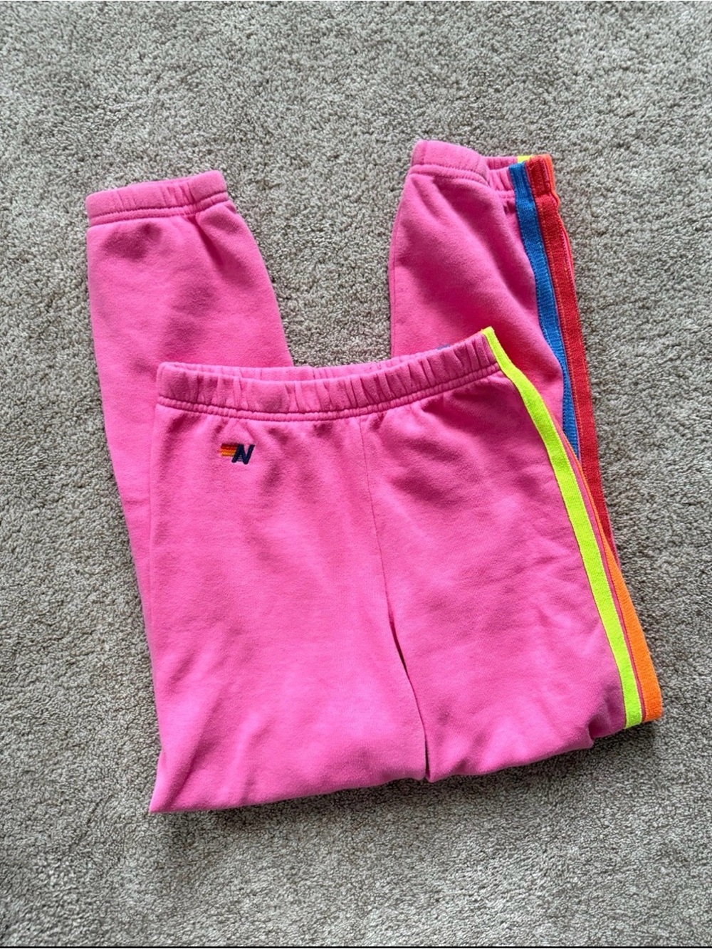 Aviator Nation Girls Pink Sweatpants with Neon Side Stripes